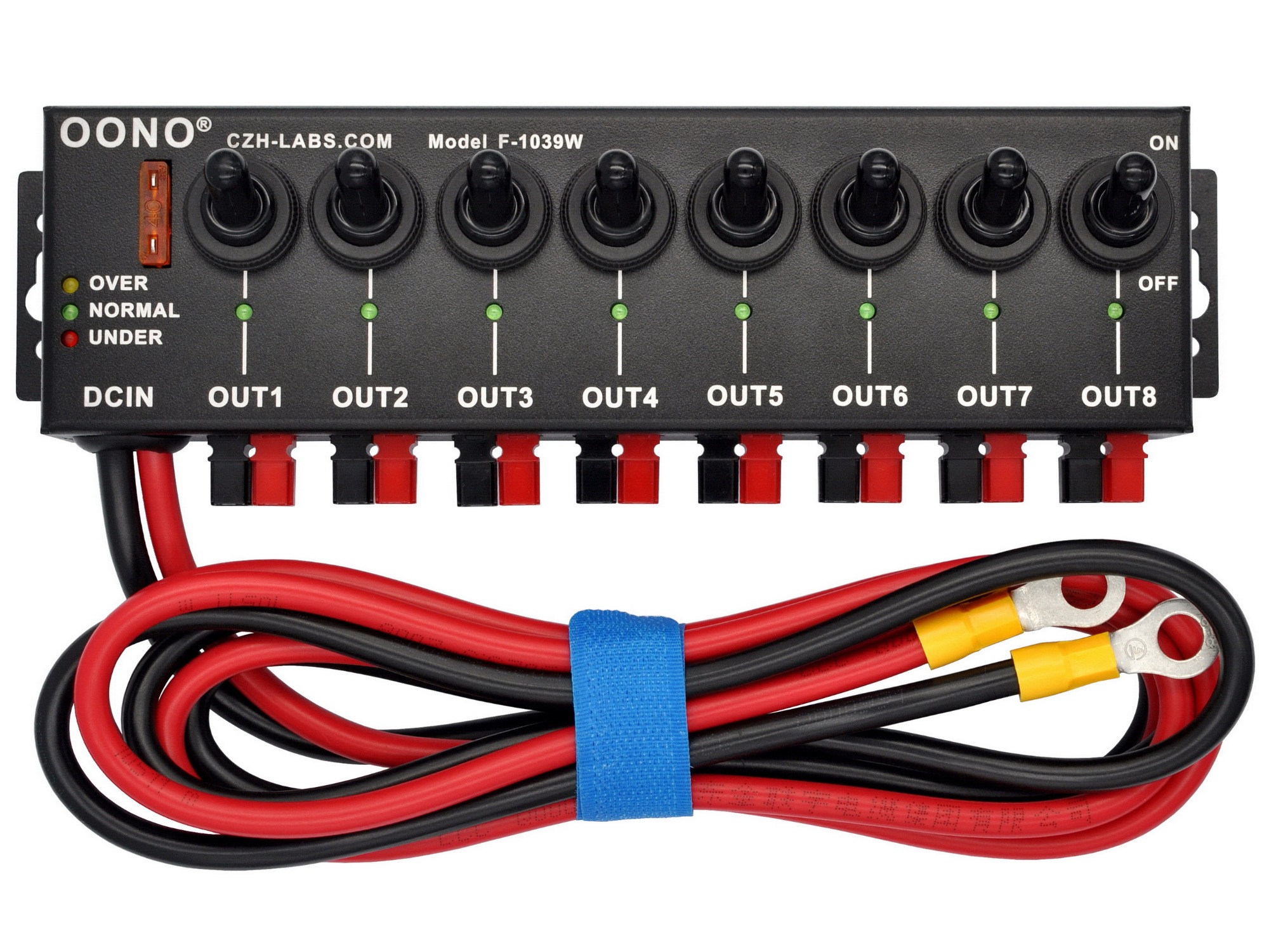 Wired 8 Channel Anderson Powerpole Connector Power Splitter Distributor Source Strip, with 8 Independent Control Switches