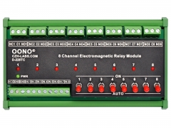 DIN Rail Mount 8 Channel SPDT 10 Amp Power Relay Module, Operating Voltage DC48V, with Direct Control Switches