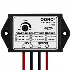 F-1086B/100S Power-ON Delay OFF Timer Relay Module, AC 85-265V 10Amp, Adjust Time 1-100S