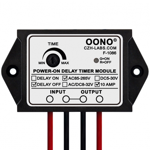 Power-ON Delay OFF Timer Relay Module, AC 85-265V 10Amp, Adjust Time 1-300S, F-1086B/300S