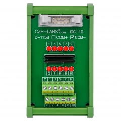 IDC10 Interface Module, COM- with LEDs For Circuit Indication, DIN41651 Flat Ribbon Cable Breakout Board, DIN Rail Mount