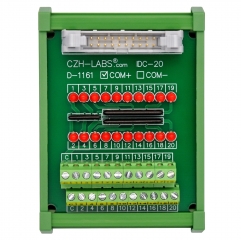 IDC20 Interface Module, COM+ with LEDs For Circuit Indication, DIN41651 Flat Ribbon Cable Breakout Board, DIN Rail Mount