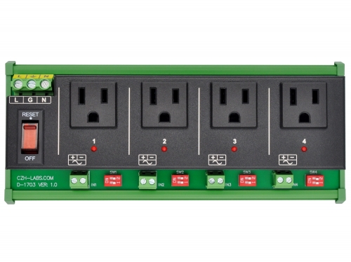 AC Power 4 Channel IoT Relay Outlet Module, DIN Rail or Screw Mounting, Support Normally-OFF Normally-ON Always-OFF Always-ON