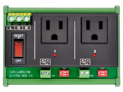 AC Power 2 Channel IoT Relay Outlet Module, DIN Rail or Screw Mounting, Support Normally-OFF Normally-ON Always-OFF Always-ON