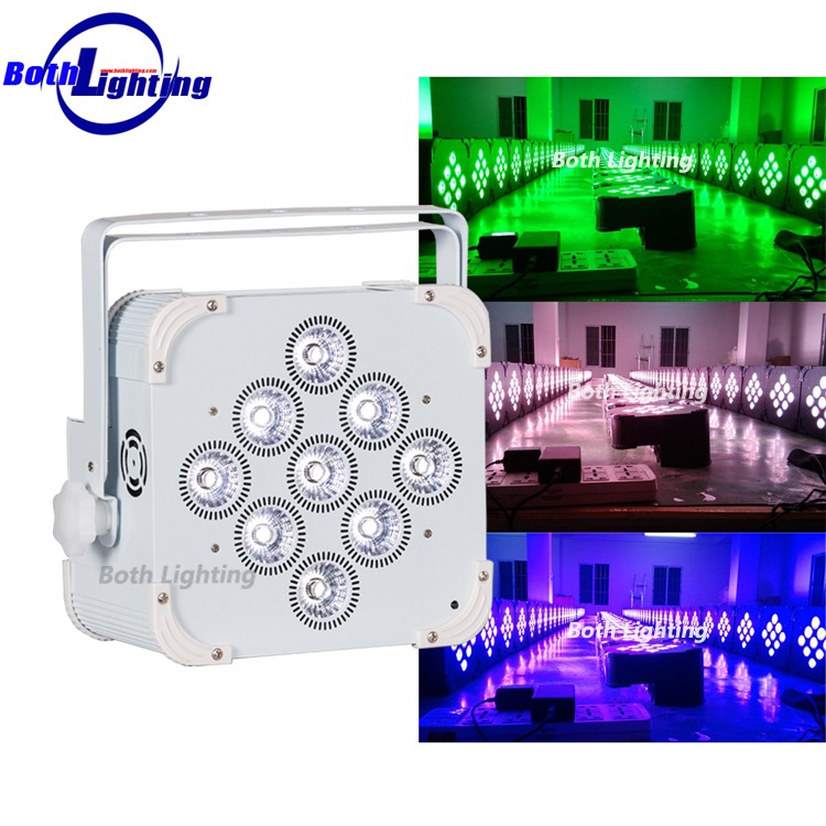 9x18W 13200MHA batteriebetriebenes Wireless DMX-LED-Gehäuse mit RGBWA-UV-LCD-Display mit WIFI-Fernbedienung (weißes / schwarzes Gehäuse)