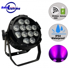 IP65 a prueba de agua 12 * 18W RGBWA UV 6in1 inalámbrico dmx iluminación exterior alimentada por batería