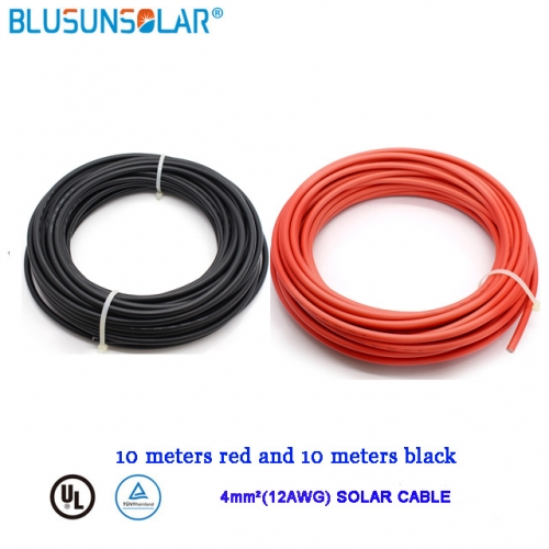 4mm2 (12AWG) Solar Cable 10 meter Red and 10 meter Black Pv Cable Wire Copper Conductor XLPE Jacket TUV /ULCertifiction