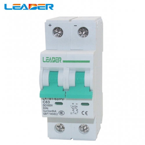 1pcs 2 Pole 32A 50A 63A DC1000V MCB DC Circuit Breaker Solar energy photovoltaic (pv) solar dc switch