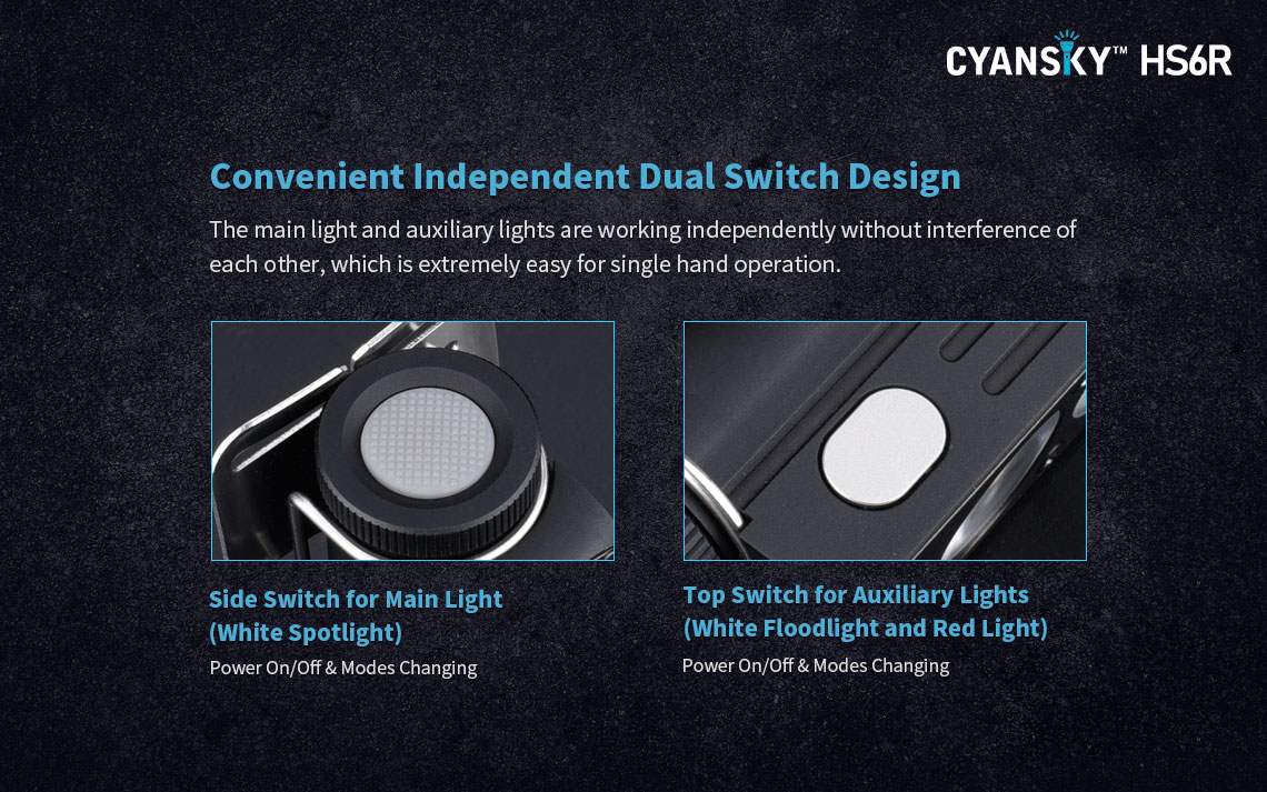 dual-switch LED flashlight, main light and auxiliary LED flashlight