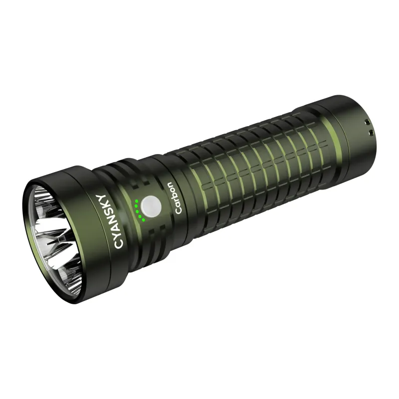 2000 Lumens No Dimming No Overheating LiFePO4 Rechargeable Searching Flashlight Carbon