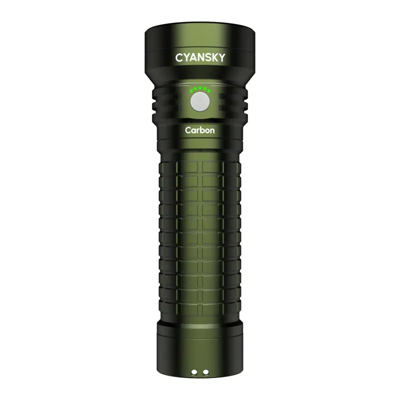 2000 Lumens No Dimming No Overheating LiFePO4 Rechargeable Searching Flashlight Carbon