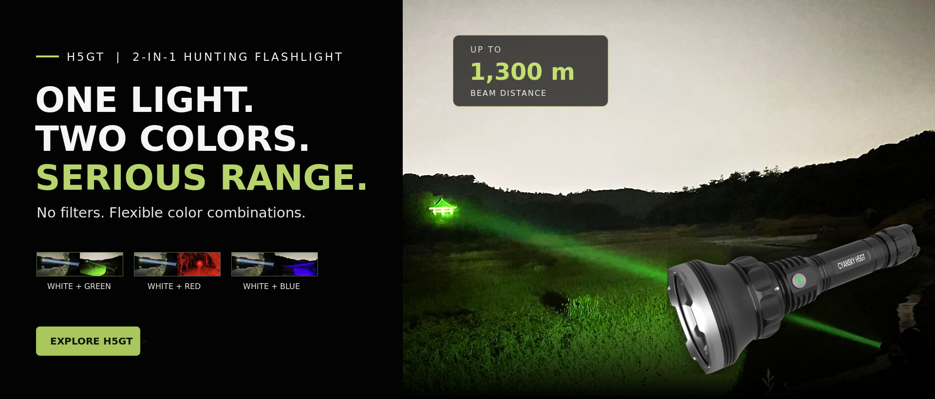 H5GT 2-in-1 Long-Range Hunting Flashlight — Up to 1,300 m