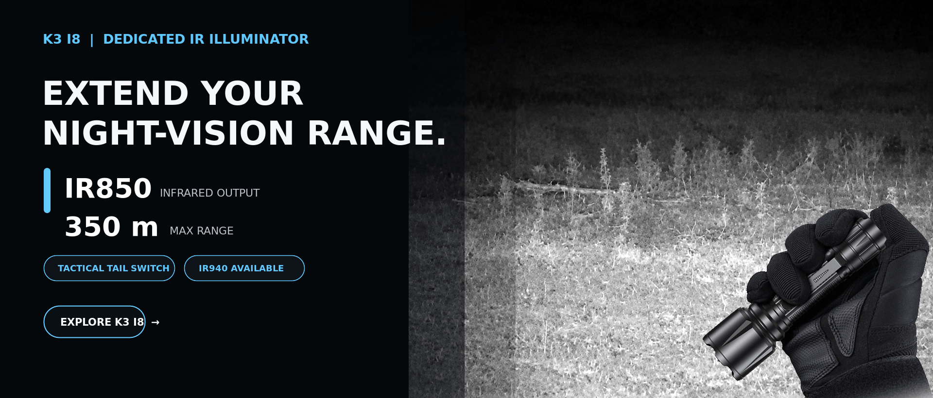 K3 I8 IR850 Long-Range Illuminator | Up to 350m