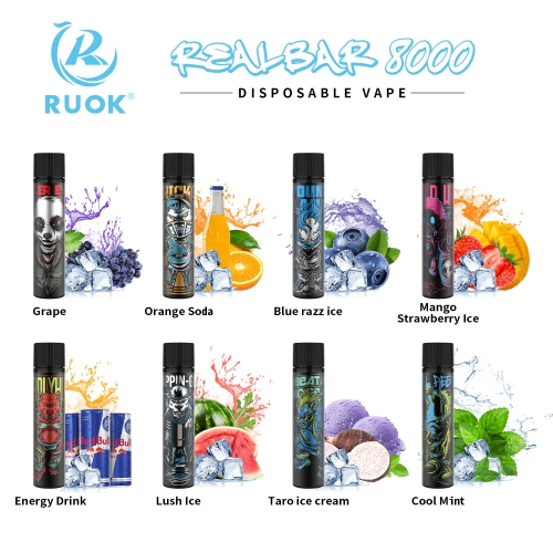 RUOK REALBAR 8000 Rechargeable Mesh Coil Disposable Vape