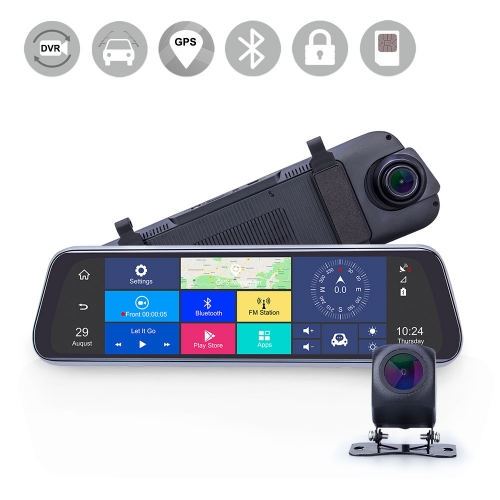 10" HD1080P Dual Lens 4G WiFi Android Car Rearview Touchscreen Mirror