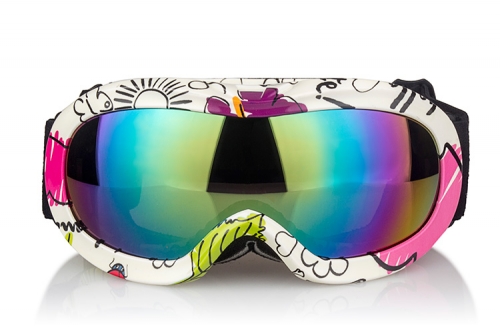 Colorful Frame REVO Lens Kids Snow Goggles