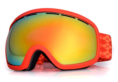 Wholesale Red Ski and Snowboard Goggles with Orange Straps