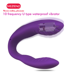 Silicone U shape Waterproof Couple Clamp USB Rechargeable Vibrator