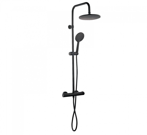 Thermostatic Shower Rail Round Matte Black