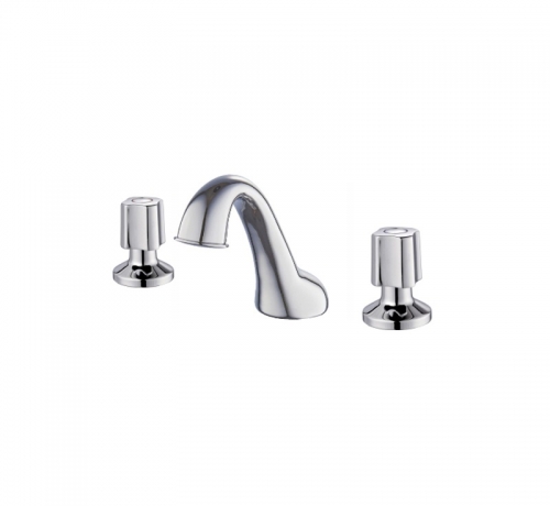 Sanitary Ware 3 Holes Two Handle Deck Mounted Basin Mixer Tap Faucet