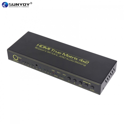 Matriz HDMI Switch Splitter con control remoto soporte 4K/3D/Audio EDID/ARC/Audio Extractor y SPDIF de salida de Audio de 3,5mm