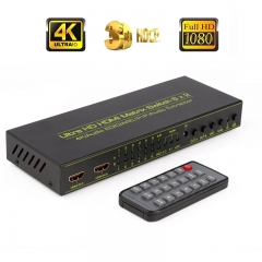 HDMI Matrix Switch (6-Input 2-Output), HDMI Audio Extractor with Remote Control, Support PIP, ARC, 4Kx2K@30Hz, 3D