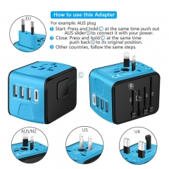 Adaptador de corriente internacional con 3.4A 3 USB y 1 Tipo-C