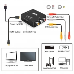 Mini RCA compuesto CVBS AV a HDMI Video Audio Converter