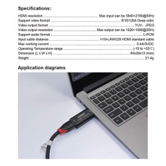 Tarjetas de captura de vídeo de Audio HDMI a USB 1080p USB2.0 grabar a través de cámara de acción de cámara DSLR para la adquisición de alta definición, transmisión en vivo