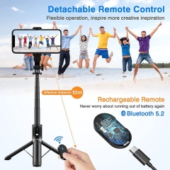 Bluetooth selfie stick with telescopic tripod