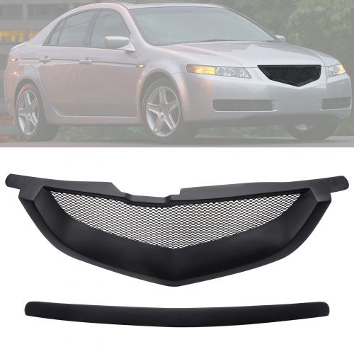 MotorFansClub Front Bumper Grill With Trim Fit For Acura TL 2004 2005 2006 2007 2008, Center Upper Mesh Grille, Black