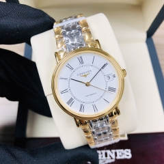 LONGINES Presence 34.5MM Stainless Steel With Yellow Gold PVD Coating White Dial Automatic L4.821.2.11.7
