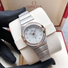 OMEGA Constellation Steel-Rose Gold 24mm White Mother of Pearl Dial Automatic 123.25.24.60.55.002
