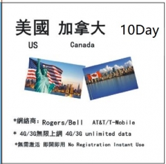 4G美國 加拿大10日無限上網卡