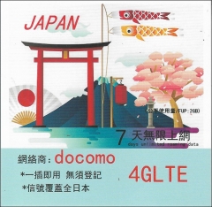 【即插即用】日本docomo7日4G/3G無限上網