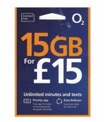 O2英國+歐洲多國通用30日4G 15GB+無限分鐘及短信 上網卡 電話卡