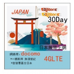 [Plug and play] Japan docomo 30 days 4G/3G unlimited Internet access