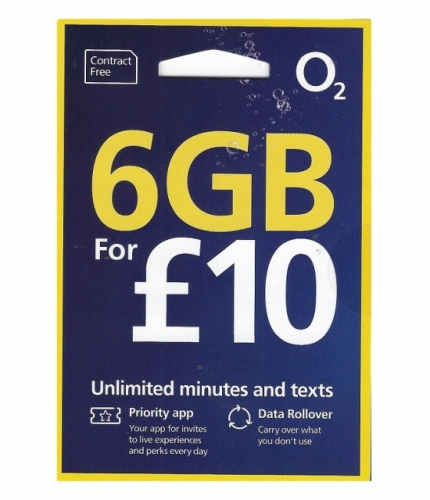 O2 UK 30DAYS 4G/3G 6GB Data Card + Unlimited Call