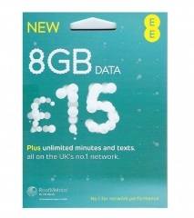 【英國 EE 】4G 英國30日8GB 無限通話 （可充值循環使用）官網£15套餐