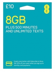 【英國 EE 】4G 英國30日8GB 500分鐘通話 （可充值循環使用）官網£10套餐