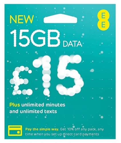 【英國 EE 】4G 英國30日15GB 無限通話 （可充值循環使用）官網£15套餐