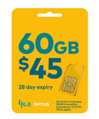 【OPTUS $45澳元套餐】澳洲28日 首60GB 5G/4G上網+無限通話+800分鐘致電香港及中國