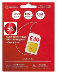 (升級5G) Vodafone UK 英國30日 5G 100GB上網卡+無限通話（提供英國號碼）