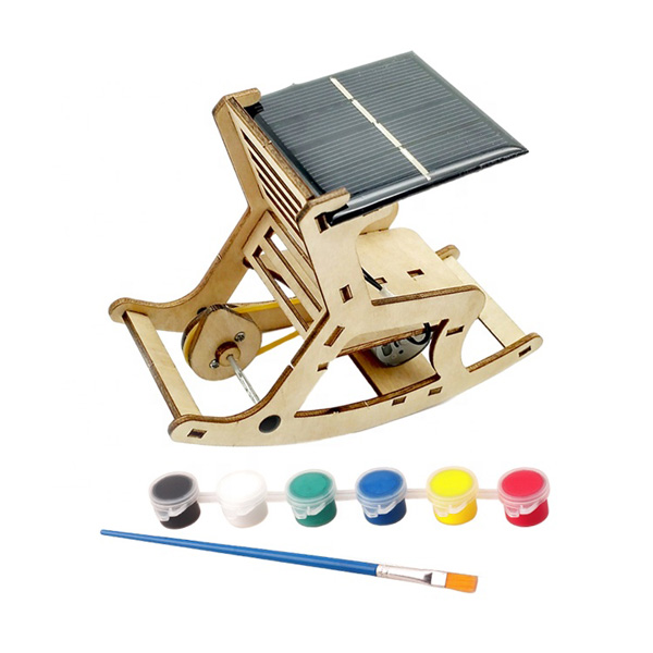 DIY Educational Solar Rocking Chair Model Kids Wooden Toy Kit