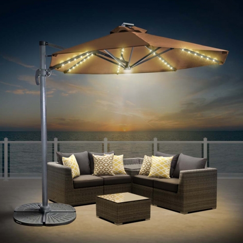 One Step Solar Powered ROMA Cantilever Umbrella U109-11.5R