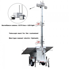 Trailer-mounted Solar CCTV Tower With LED Light