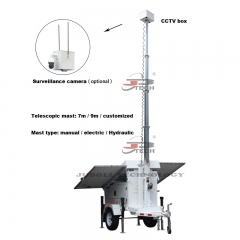Trailer-mounted Solar Surveillance CCTV Tower
