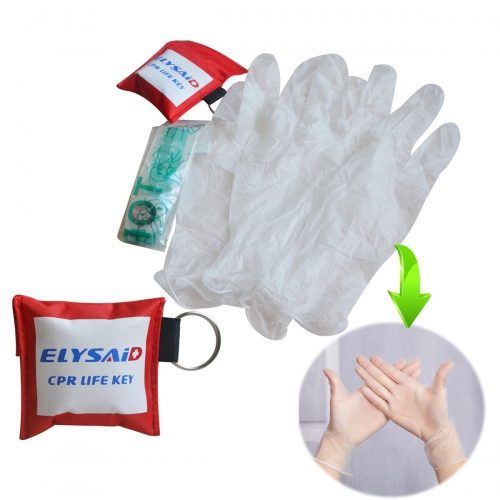 100 PCS First aid resuscitation CPR Life Key face mask shield Mouth to Mouth + Gloves