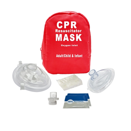 1set Adult & Infant CPR Mask Combo First Aid Kit with 2 Valves with Pair of PVC Gloves & 2 Alcohol Pads