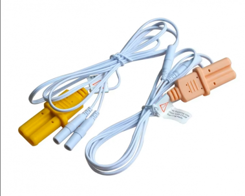 2 pcs Electrode Cable Wire For XFT AED Trainer Connect AED Trainer & AED Patches Pink Orange
